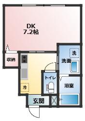 RUTILE四ツ井(1K/1階)の間取り写真