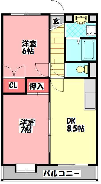 ブランドールMIII(2DK/2階)の間取り写真