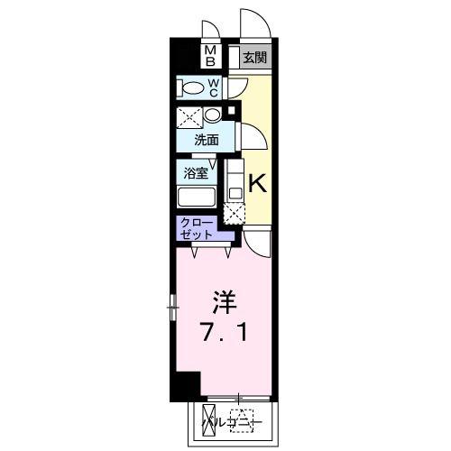 フォースピア(1K/4階)の間取り写真