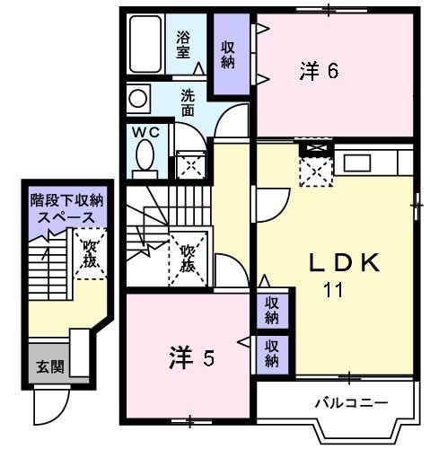 メゾン・グランパII(2LDK/2階)の間取り写真