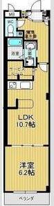 ルミナスびわ(1SLDK/3階)の間取り写真