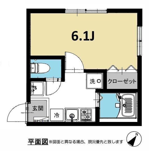 Sコンフォート朝日ヶ丘(1K/1階)の間取り写真