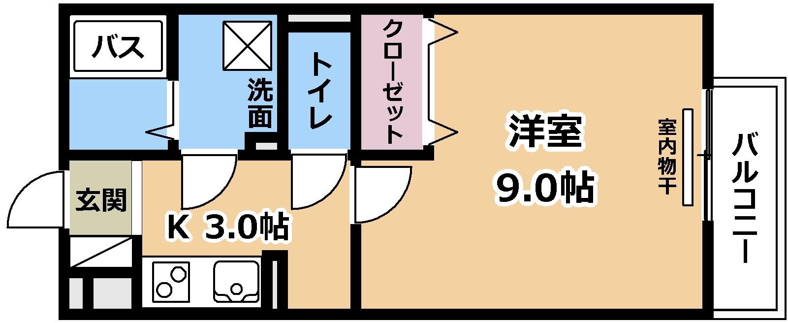 ウィンオカダヤ(1K/2階)の間取り写真