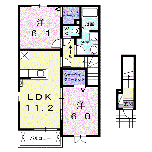 チェリー・ブロッサムII(2LDK/2階)の間取り写真