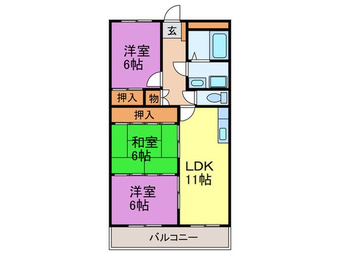 さくらハイツ(3LDK/8階)の間取り写真