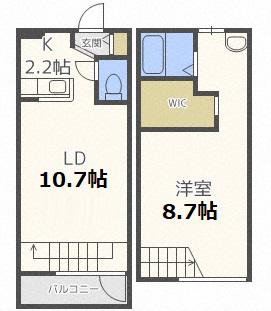 エフォート北郷B(1LDK/4階)の間取り写真