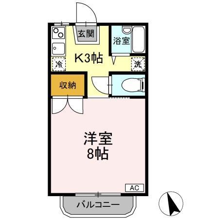 コーポあい B棟(1K/2階)の間取り写真