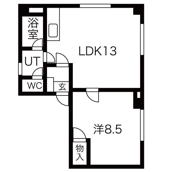 鳴海ビル(1LDK/4階)の間取り写真