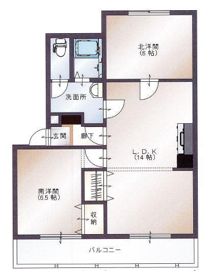 メゾン雁宿(2LDK/3階)の間取り写真