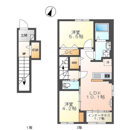 レオ グランツ 1(2LDK/2階)の間取り写真
