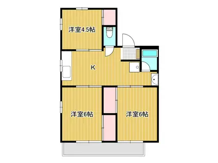 シティハイム フォーサム(3DK/1階)の間取り写真