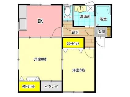 サンライズエビナ(2DK/1階)の間取り写真