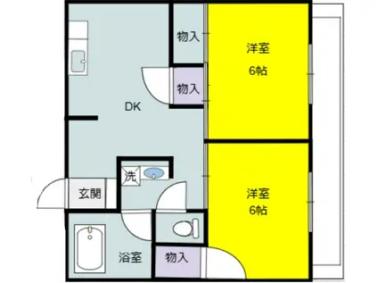 安積ヒルズ(2DK/4階)の間取り写真