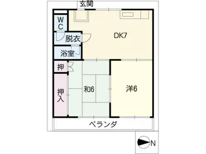 サンフラッツ富士(2DK/2階)の間取り写真