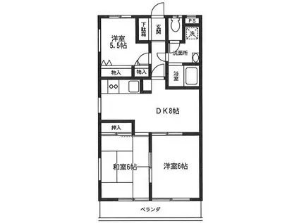 カサバニータ(3DK/2階)の間取り写真