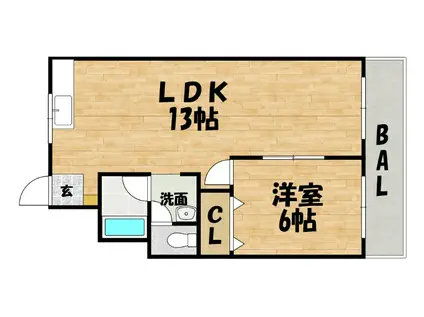 タナックマンション(1LDK/2階)の間取り写真