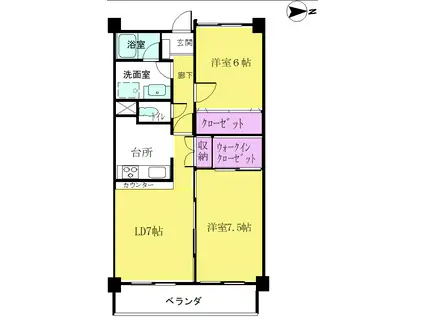パークサイド花園(2LDK/3階)の間取り写真