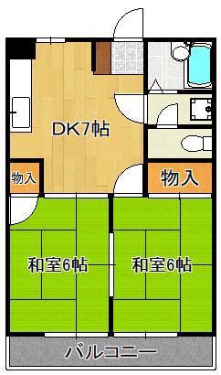 アカラ引野(2DK/5階)の間取り写真