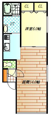 エミール豊岡(1LDK/2階)の間取り写真