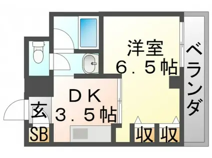 第13関根マンション(1DK/9階)の間取り写真