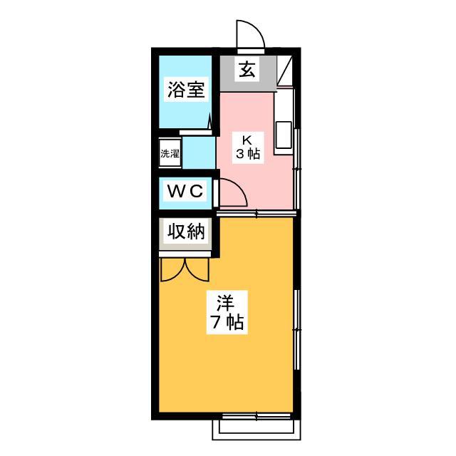 シティハイツ(1K/2階)の間取り写真