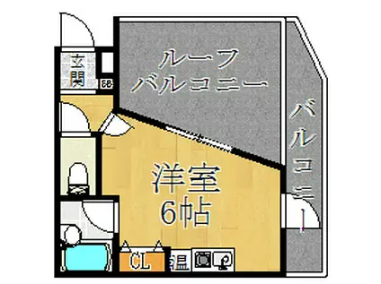 東大阪レヂデンス(ワンルーム/6階)の間取り写真