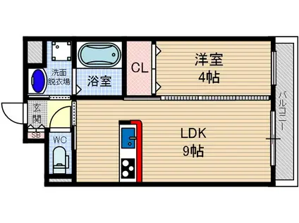 MIWA TERRACE別院(1LDK/3階)の間取り写真