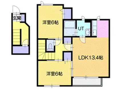 プレミアコート5-B(2LDK/2階)の間取り写真