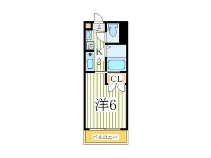 パルテール江戸川台(1K/2階)の間取り写真