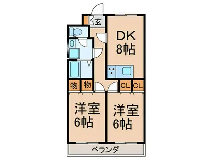 小豆沢ハイツ(2DK/4階)の間取り写真
