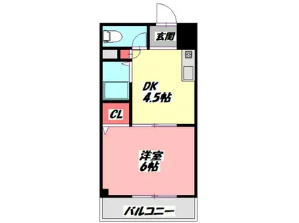 吉岡第2ビル(1DK/3階)の間取り写真