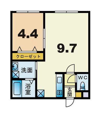 アクアトピア福住(1LDK/1階)の間取り写真