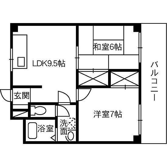 サン・オーレ新涯(2LDK/2階)の間取り写真