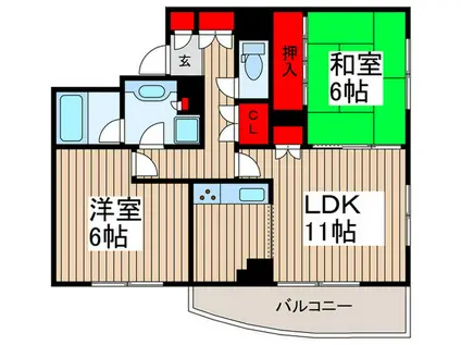 パークサイドハウス(2LDK/1階)の間取り写真