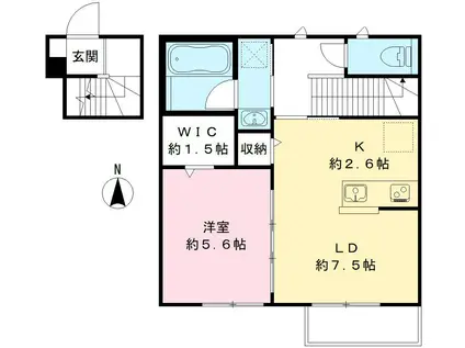 ラボーナ B棟(1LDK/2階)の間取り写真