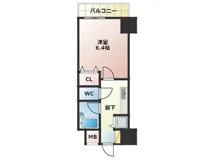 YKハイツ西明石(1K/7階)の間取り写真