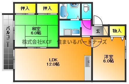 セジュール久留米インターA(2LDK/2階)の間取り写真