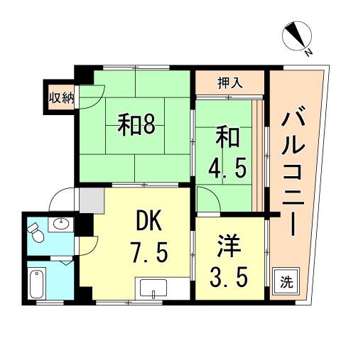 トマダハイツ(3DK/3階)の間取り写真