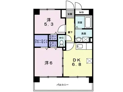 マルワシャルマンIII(2DK/4階)の間取り写真