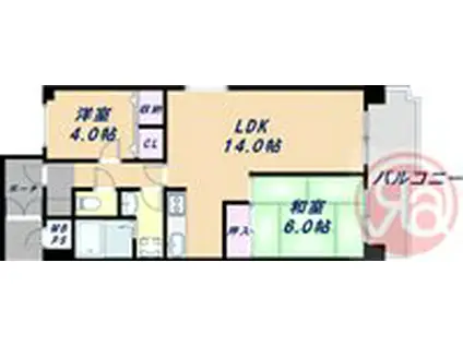 朝日プラザ北田辺(2LDK/6階)の間取り写真