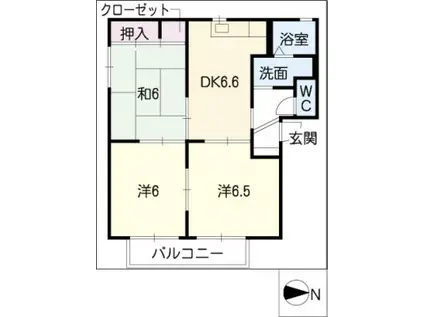コーポ安濃F(3DK/1階)の間取り写真