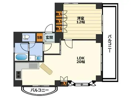 グレースマンション(2LDK/8階)の間取り写真
