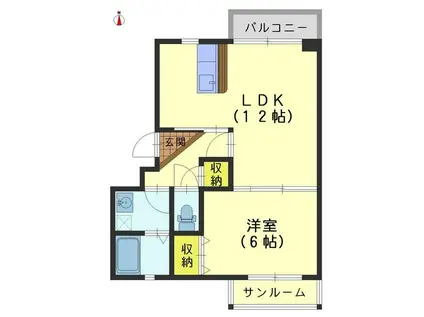 メゾングランデージ金屋(1LDK/1階)の間取り写真