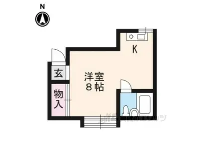 宮の東ハイツ(1K/1階)の間取り写真