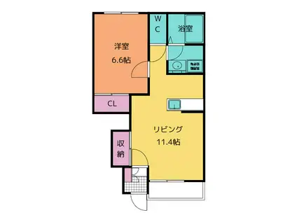 アンジュA(1LDK/1階)の間取り写真