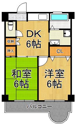 ネクステージ塚口5番館(2DK/2階)の間取り写真