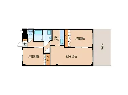 CHERRY HOUSE(2LDK/1階)の間取り写真