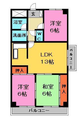 スクエア25(3LDK/1階)の間取り写真