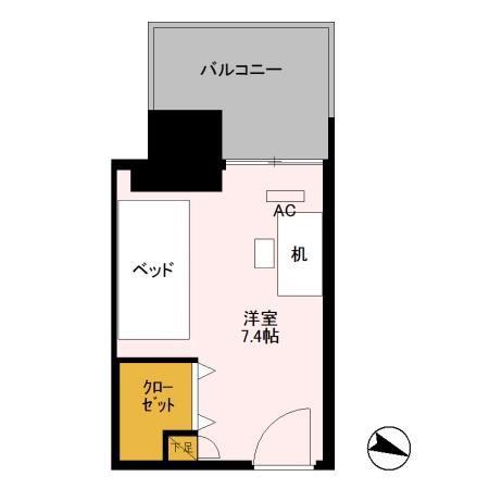 ロイヤルパークスER万代 SHARE万代(ワンルーム/2階)の間取り写真