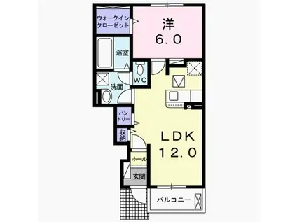 グランレジデンス勝原 B(1LDK/1階)の間取り写真